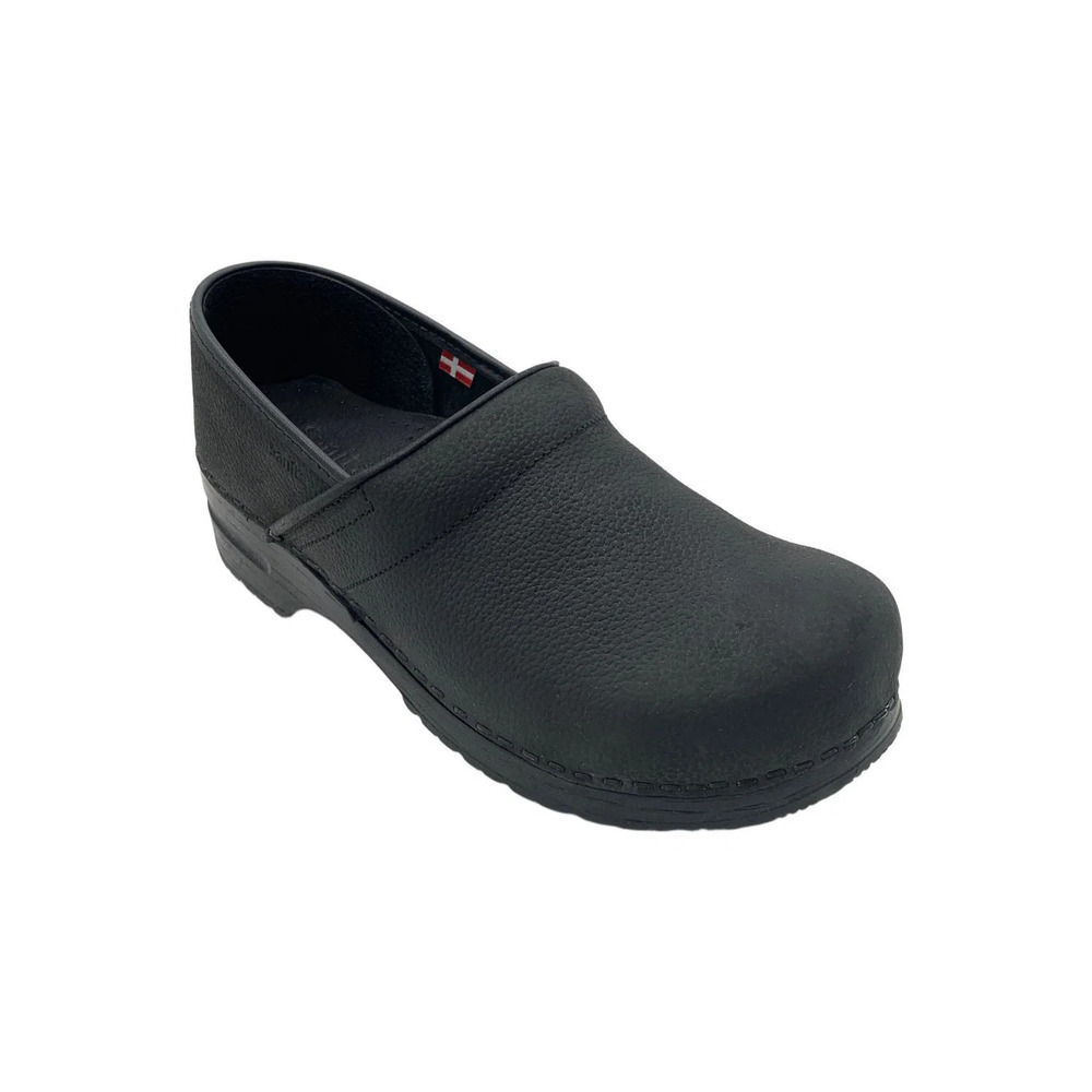 Sanita Men's Pro Textured Oil Closed Leather Clog Black - Medium